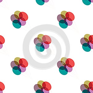 Seamless retro background with party balloons of different colors.