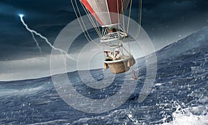 Air balloon in storm