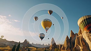 Air balloons background. Illustration AI Generative