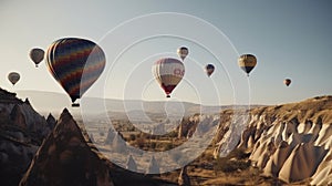 Air balloons background. Illustration AI Generative