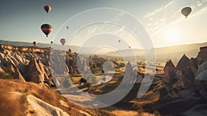 Air balloons background. Illustration AI Generative