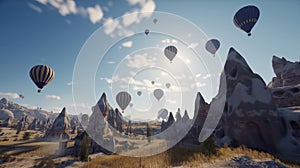 Air balloons background. Illustration AI Generative