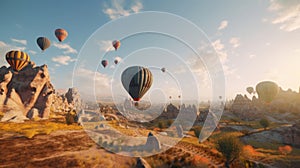 Air balloons background. Illustration AI Generative