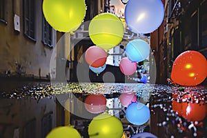 Air Baloons In The Town AI Generated