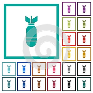 Air bomb flat color icons with quadrant frames photo