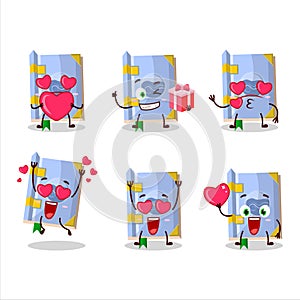 Air book of magic cartoon character with love cute emoticon