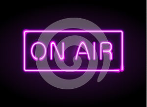 On Air broadcast radio neon sign vector illustration.