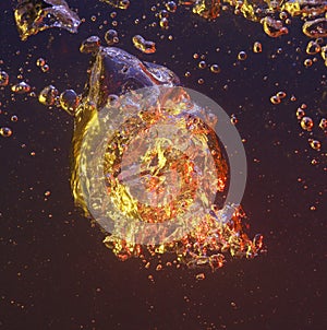 Air bubble floats in water