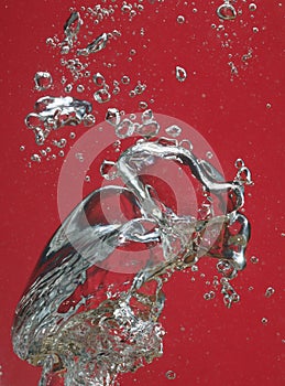 Air bubble on red background