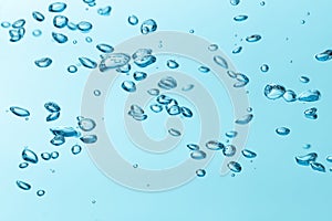 Air bubble and water splash,Water splash isolated on blue background