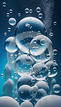 air bubbles on blue background, abstract water and air bubbles in water