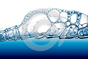 Air bubbles in blue water