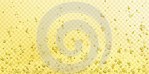 Air bubbles on champagne, soda or water surface