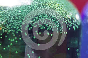 air bubbles formed in the green liquid.tiny potion bottle