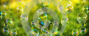 Air bubbles on grass background