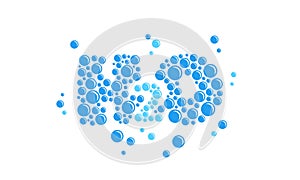 Air bubbles H2O shaped. Chemical formula of water. Vector illustration