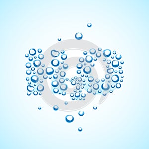 Air bubbles H2O shaped underwater. Chemical formula of water. Vector illustration