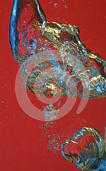 Air bubbles trapped in water