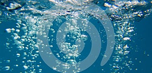 Air bubbles under water Water surface 3D illustration