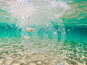 Air bubbles underwater