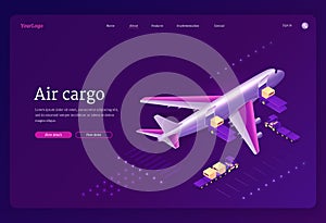 Air cargo isometric landing, airplane logistics