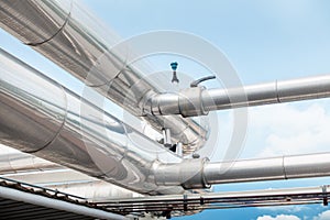 Air Chiller Pipeline and HVAC System of Department Store, Overhead Building Structure of Air Conditioning Chiller Pipe and Outlet