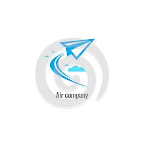 Air company modern paper plane logo Template. vector. on white b