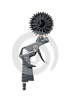 Air compressor gun with manometer isolated on a white background