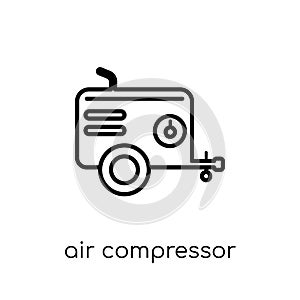 Air compressor icon. Trendy modern flat linear vector Air compressor icon on white background from thin line Construction collect