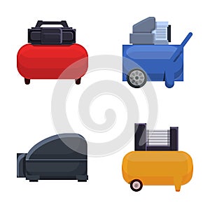 Air compressor icons set cartoon vector. Various type of air compressor