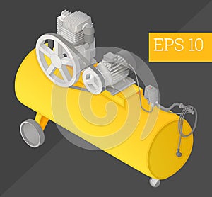 Air compressor isometric vector illustration