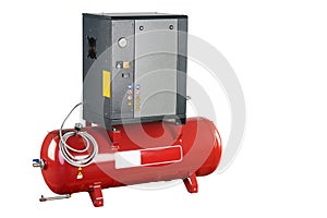 Air compressor. Professional equipment and tools. Industrial appliances. Isolated background.