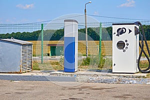 Air compressor, tire inflator, vacuum cleaner at gas station