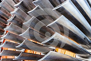 Air compressor turbine blades of an airplane turbojet jet engine