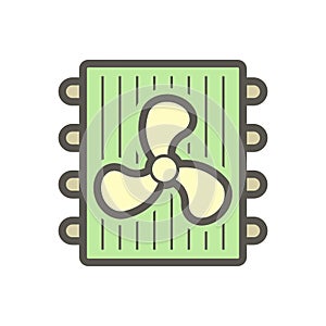 Air condensor in air conditioner system vector icon