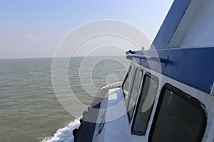 Air conditioned passenger ferry on a voyage to tropical islands and beaches.