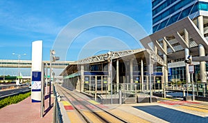 Air conditioned tram station with safety screen doors