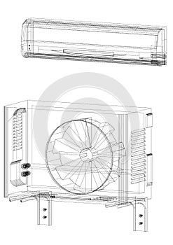 Air conditioner Architect Blueprint - isolated