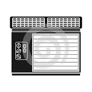 Air conditioner climate vector icon solid black. Symbol temperature illustration cooling isolated white and conditioning house