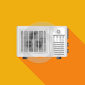 Air conditioner compressor flat design isolated on yellow background cartoon vector