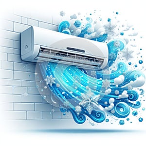 The air conditioner cools the air.