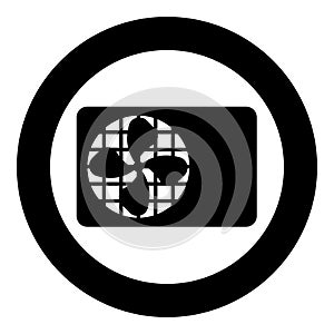 Air conditioner fan equipment system icon in circle round black color vector illustration image solid outline style