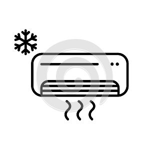 Air Conditioner Icon in linear style. Cool refreshing.