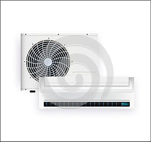 Air conditioner isolated on white photo-realistic vector
