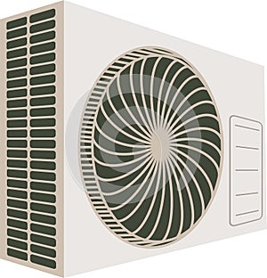 Air conditioner isometric illustration vector. AC outdoor unit. HVAC