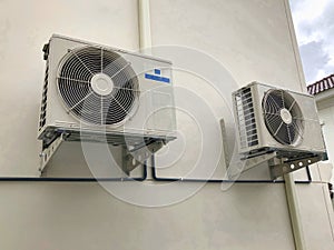 Air conditioner outdoor unit or heat Pump Compressor or Condenser Fan for support Air Conditioner in home.