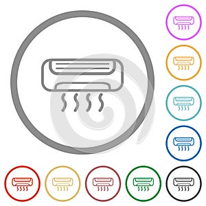 Air conditioner outline flat icons with outlines