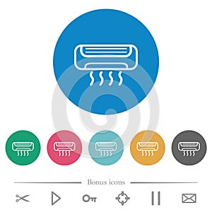 Air conditioner outline flat round icons