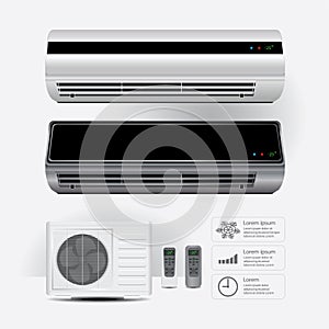 Air Conditioner Realistic and Remote Control with Cold air Symbols