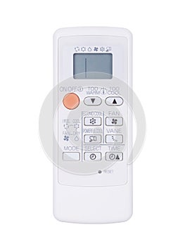 Air conditioner remote control isolated on white background